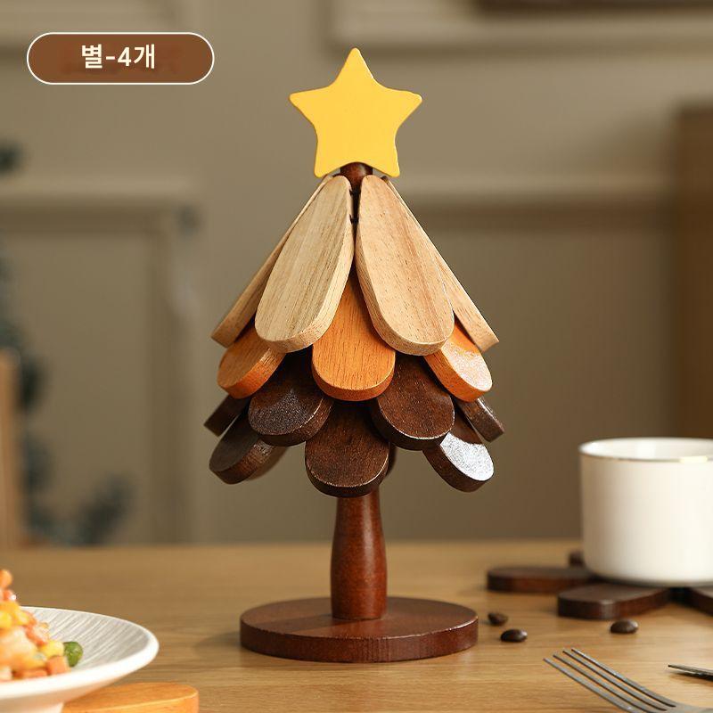 이오라 다용도 우드 트리 냄비 받침대 4P, 1개, 스타 옐로우 14,000원