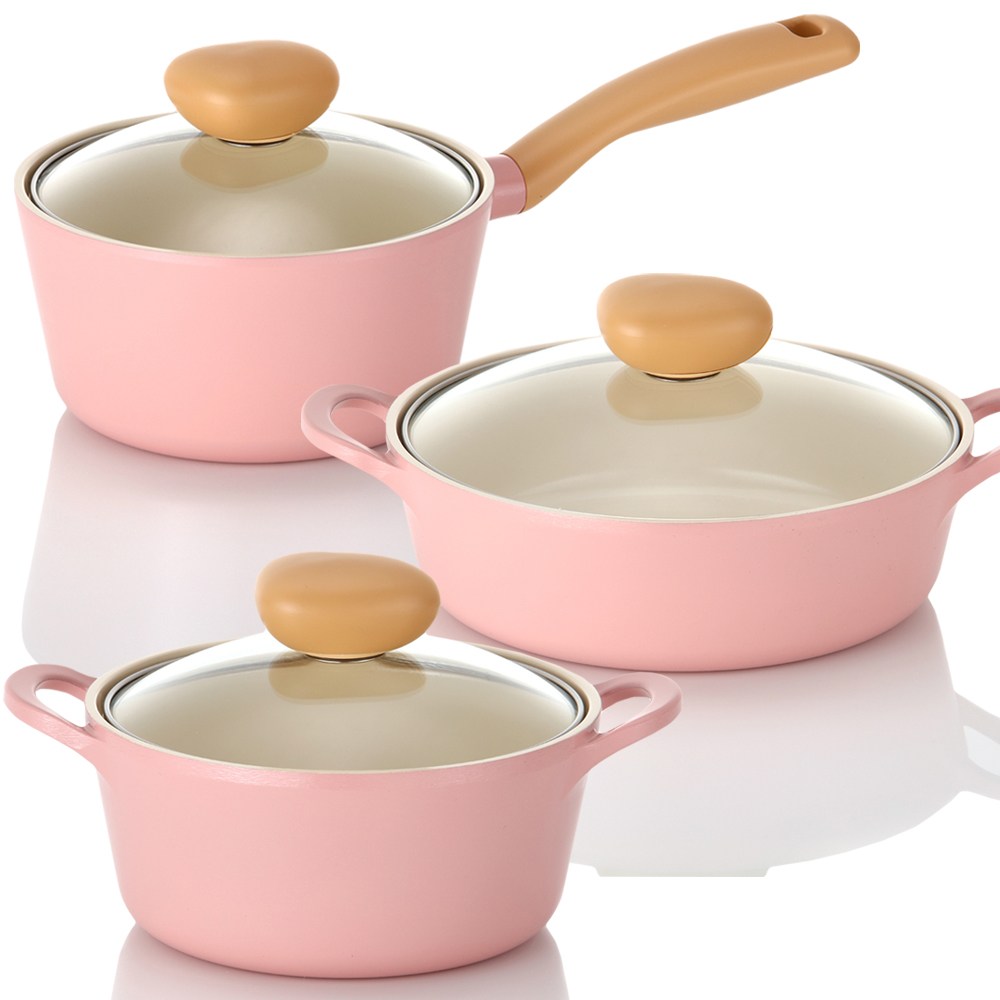 네오플램 레트로 IH 인덕션 냄비 편수 양수 전골 3종세트 핑크, ih핑크, 1세트, 3종세트 편수18+양수18+전골22 88,000원