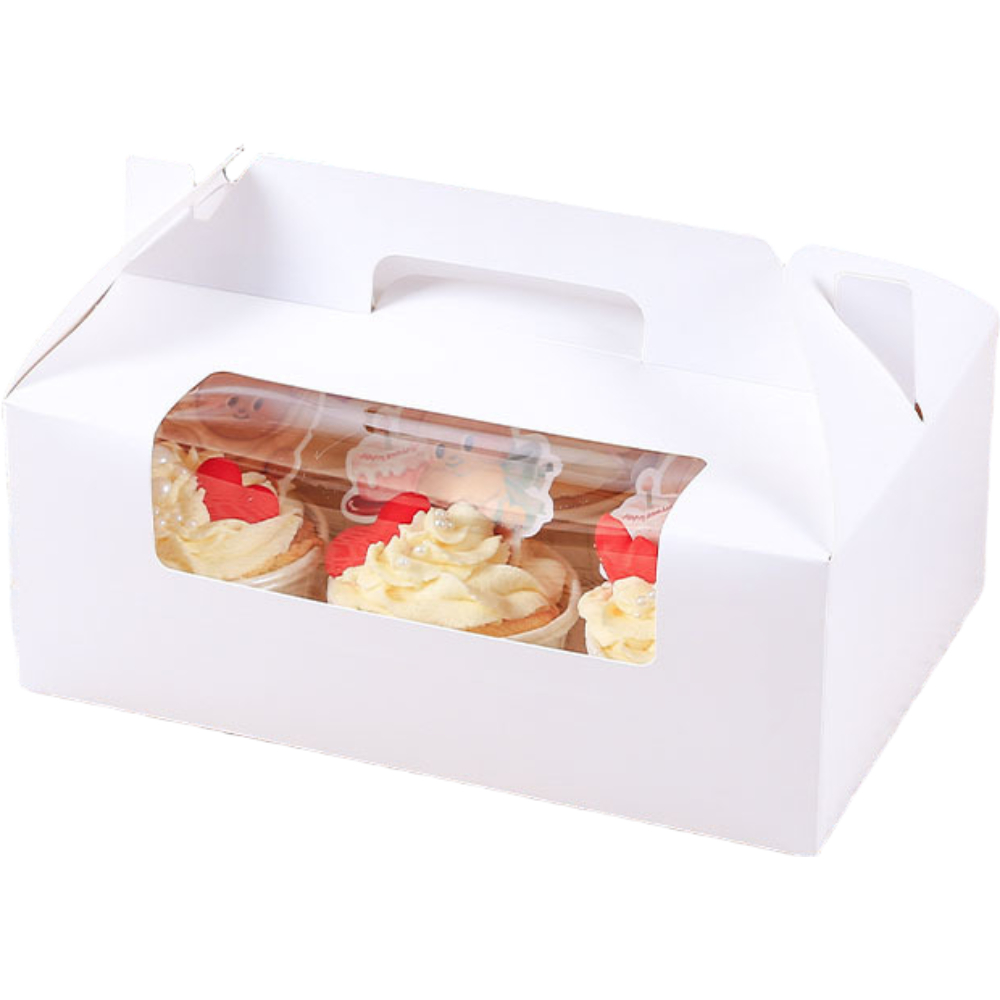 DD 컵케이크상자 머핀포장상자 투명창 손잡이상자 1구 2구 4구 6구, 6구 화이트, 10개 14,900원