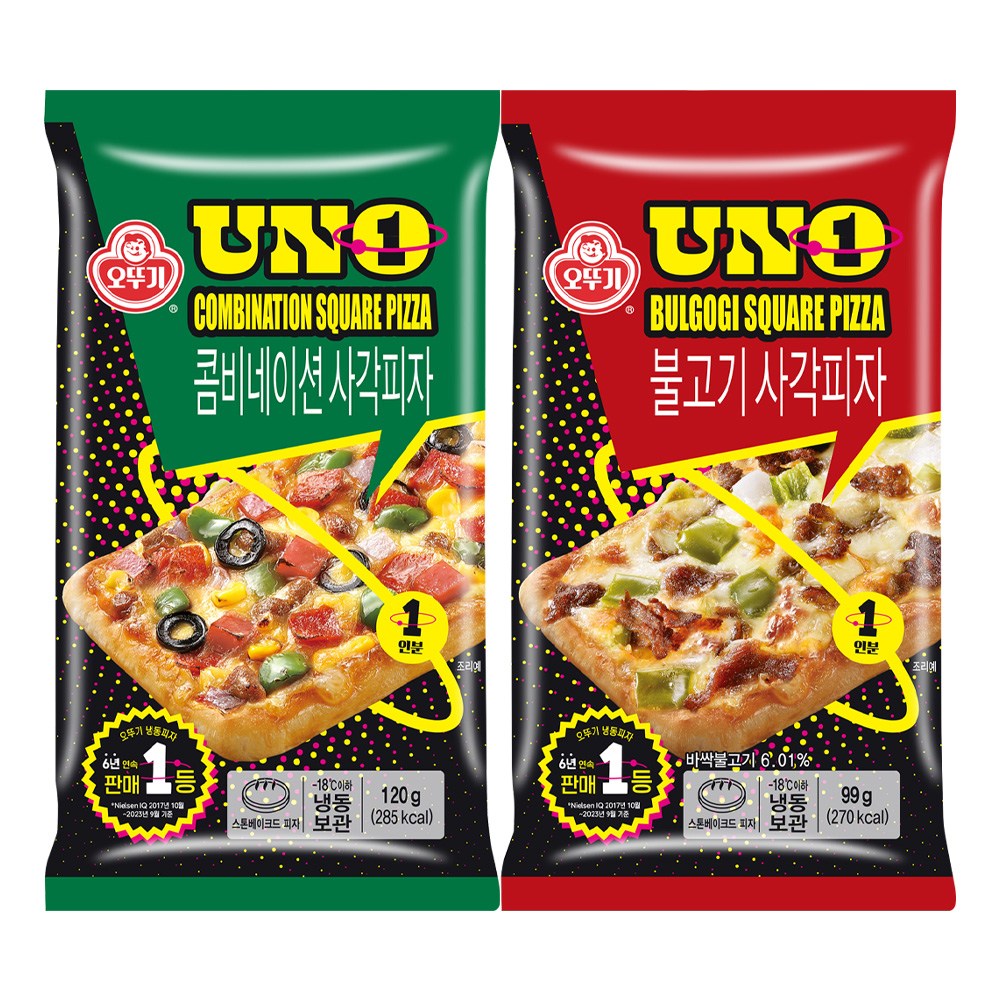 오뚜기 UNO 사각피자 10개(콤비네이션5+불고기5), 1세트, 1.095kg 21,670원