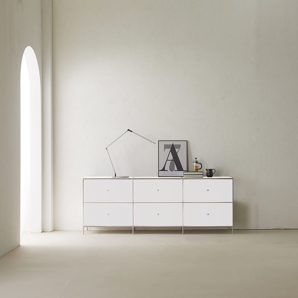 바네스 2000 높은 거실 모듈 미드센츄리 서랍장 티비 다이 장식장 스텐 키높은 2단 수납장, 화이트 599,000원