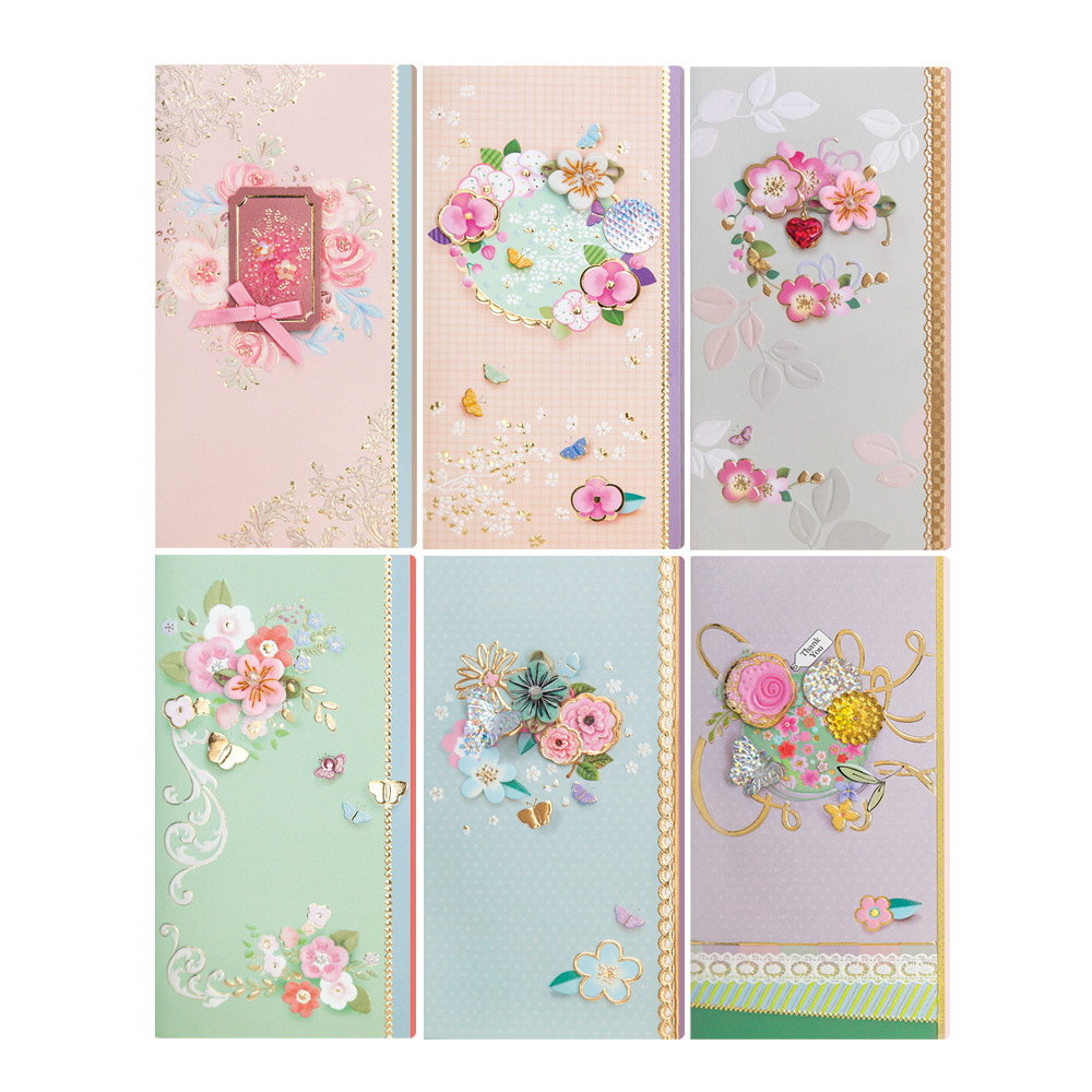 프롬앤투 플라워 세로 봉투 6종 세트 FB228, 혼합색상, 6개 11,280원