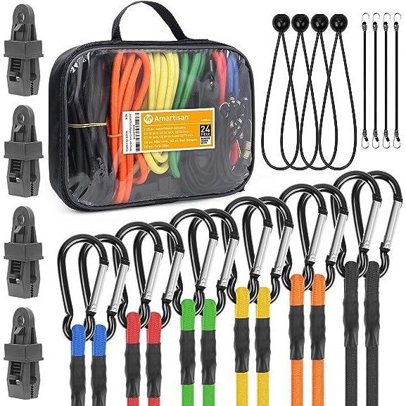 공구PXJ 24PC 후크가 달린 헤비듀티 짐끈 스트레치 코드 탄력 밴드 다용도 짐 묶음 끈, 1세트 38,500원