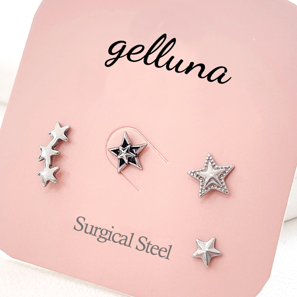 젤루나 여성용 전체 써지컬 별 나비 십자가 빈티지 스터드 아웃컨츠 바벨 볼 피어싱 4종 세트 B타입 P-915 12,800원