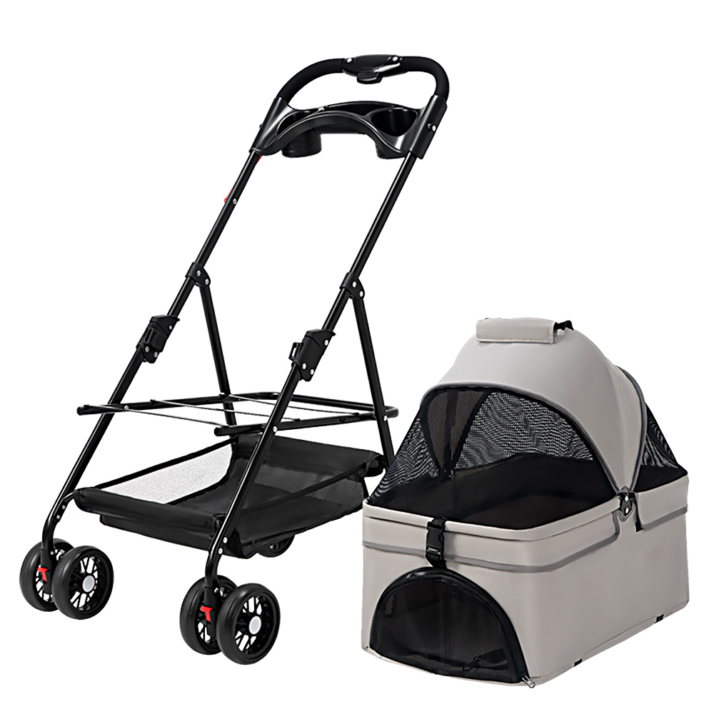 민트스쿨 반려동물 유모차 원터치 접이식 분리형, 그레이, 1개 55,900원