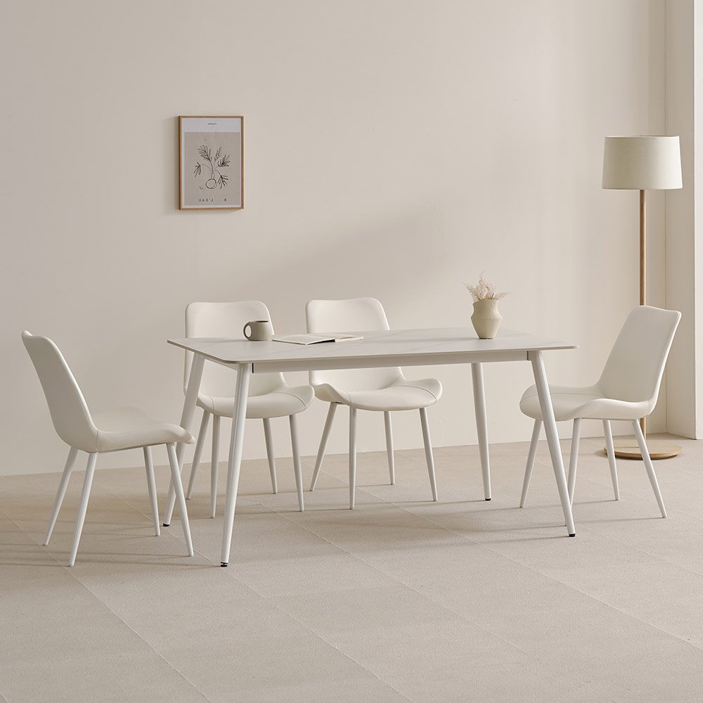 라로퍼니처 비비드 1400 포세린 통세라믹 식탁 테이블 + 의자 4p 세트 4인용 방문설치, 식탁(화이트), 의자(화이트4P), 일반의자 4 289,000원
