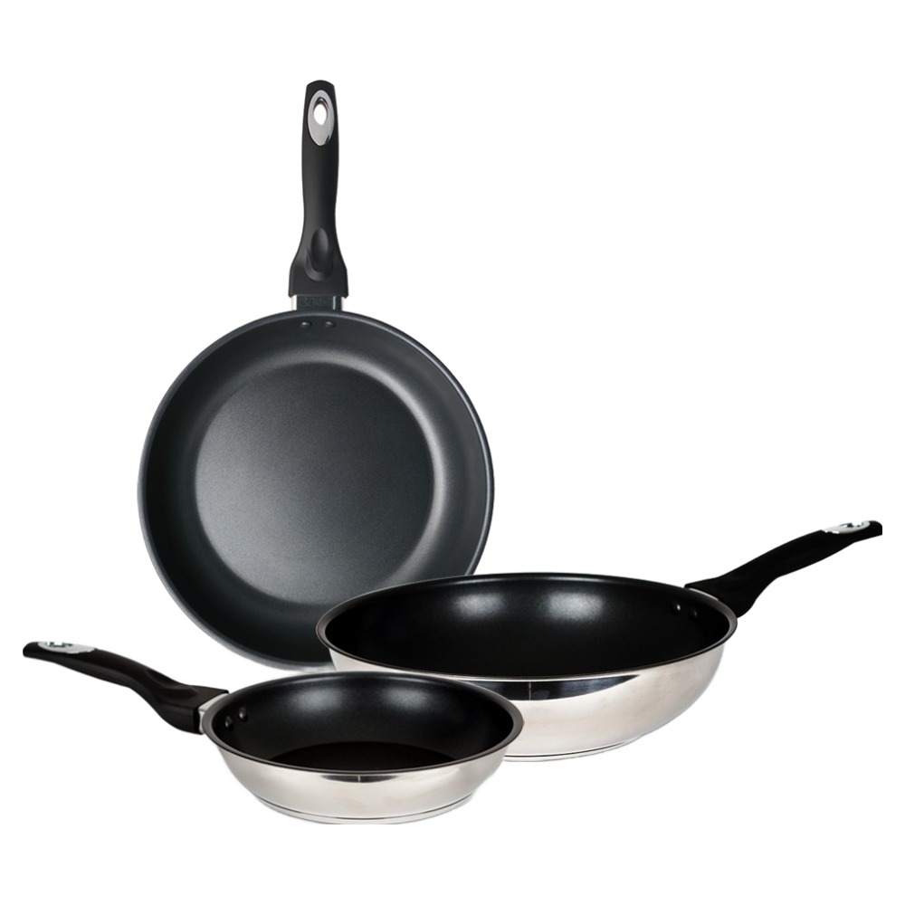 쿡앤쿡 슈프림 스테인리스 3중바닥 IH 인덕션 코팅 프라이팬 3종세트, 혼합색상, 프라이팬 20cm + 28cm + 궁중팬 28cm 63,800원