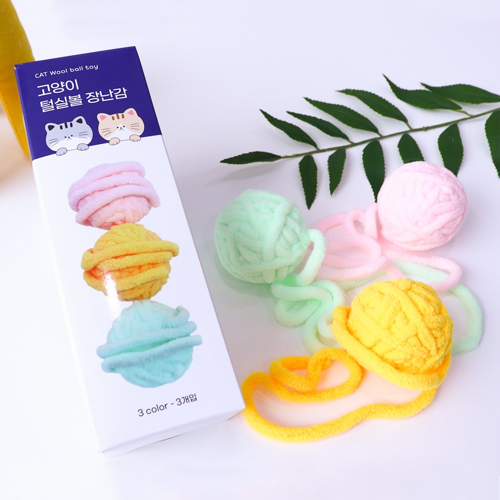 에코펫위드 고양이 장난감 털실공 고양이공, 혼합 색상, 1세트 6,900원