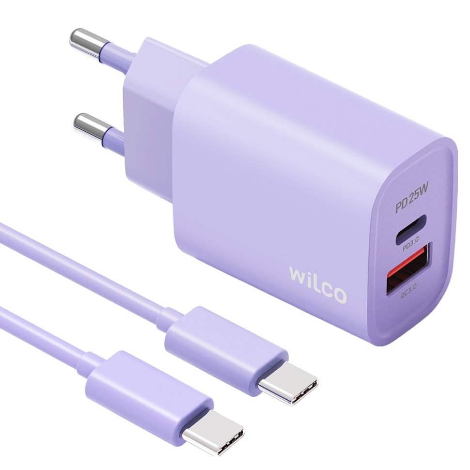 윌코 25W 2포트 멀티 PPS PD3.0 초고속 충전기 + C타입-C타입 케이블 1.5m 세트 11,900원