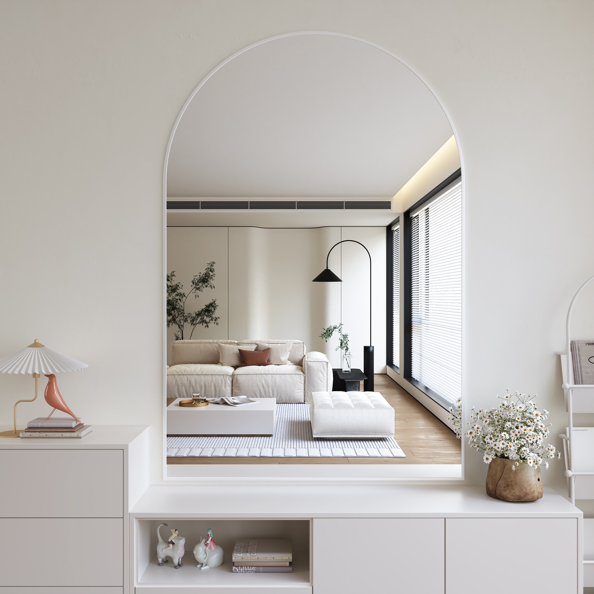 뷰티피크 아치형 벽거울 화정대거울 육실거울, 화이트60cm 79,900원