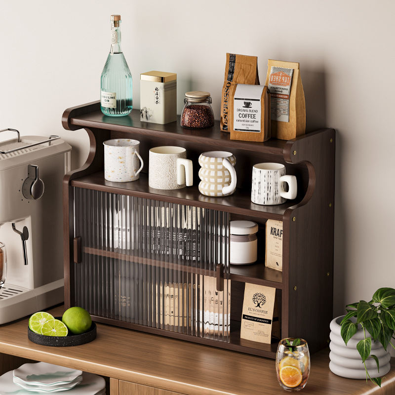 찻잔 수납 선반 진열장 방진 사물함 거실 다층 사이드 코너 선반, 호두나무 4층 500mm 52,200원