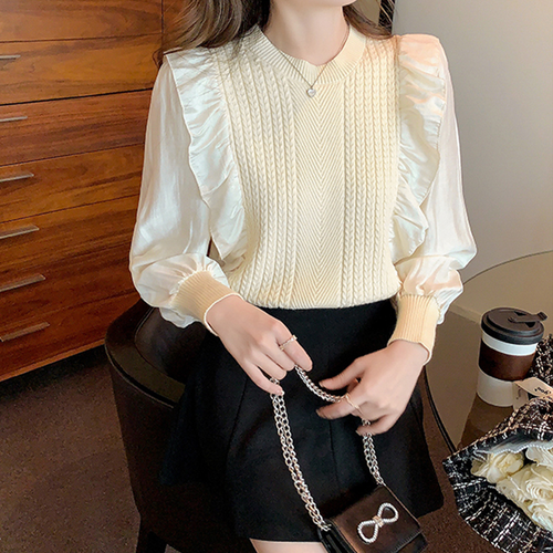 리얼제이드 여성 프릴 슬리브 여성 니트 셔츠 블라우스 29,800원