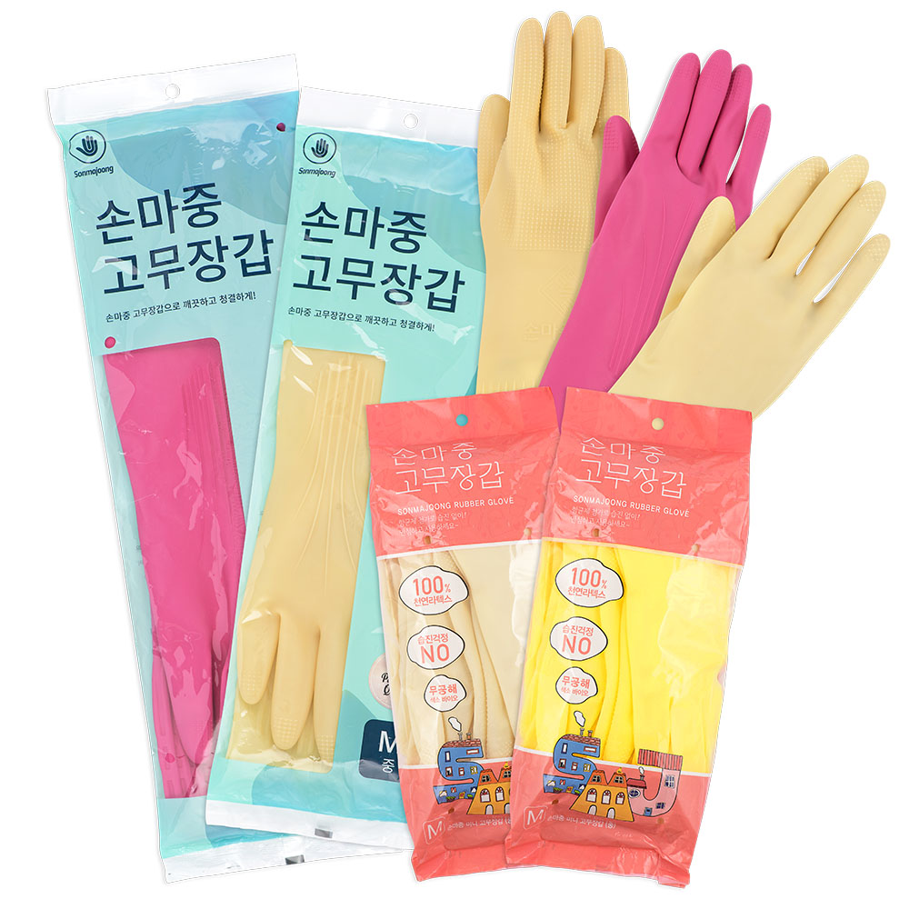 (세트할인)고무장갑 3가지 사이즈(S,M,L) 색상 랜덤발송 손마중 고무장갑, 1개, 대(L) 4,000원