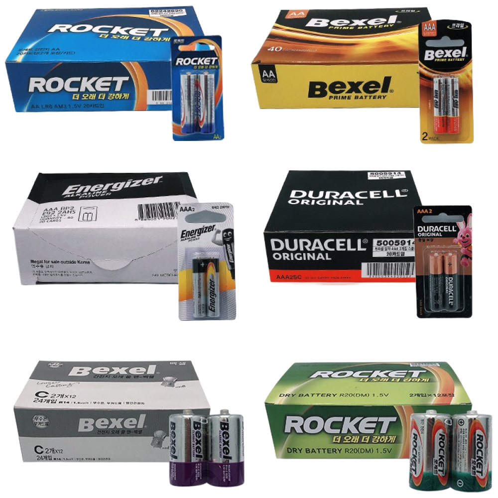 로케트 벡셀 에너자이저 듀라셀 AA AAA 건전지 C형 D형 알카라인 망간 20알 24알 40알 9V CR LR, 1개 51,260원