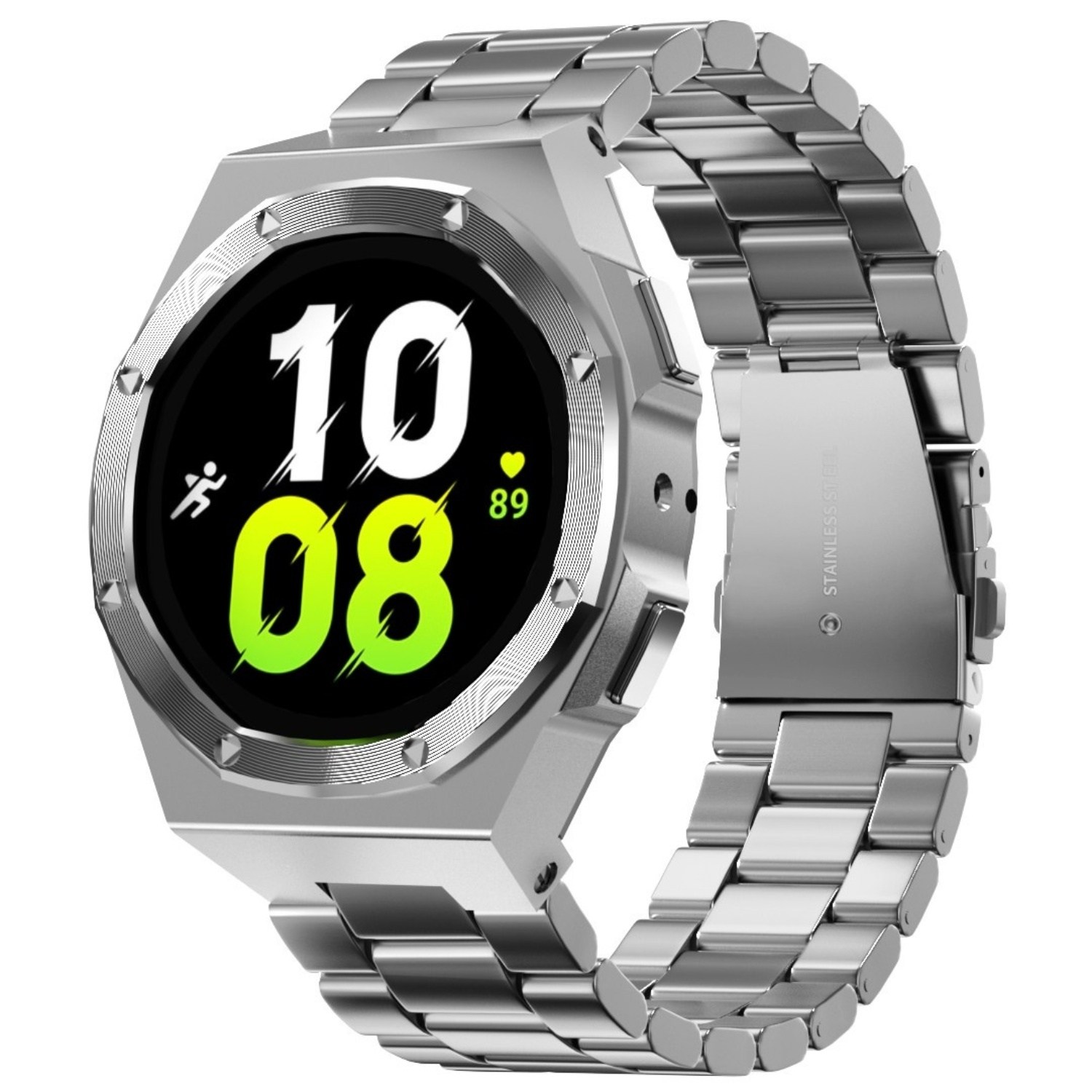 Chicwrist 삼성 갤럭시워치7 44mm 스테인리스 메탈 스트랩 개조 일체형 밴드 시계줄, 실버, 1개 76,000원