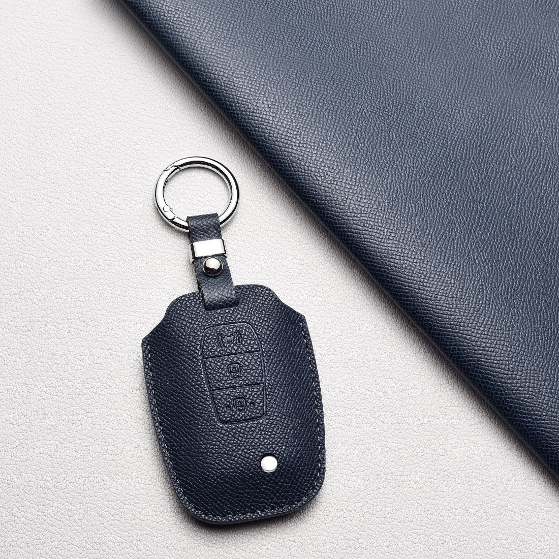 쌍용 호환 천연 소가죽 키케이스 & 키홀더 (코란도 스포츠/렉스턴/티볼리/체어맨) 차량용품, 쌍용 Aa 타입, 다크 네이비 15,400원
