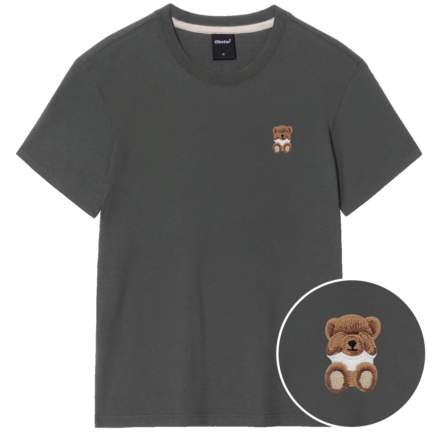 옥스타 남녀공용 미니미 슬리피 곰돌이 자수 반팔티 22,900원