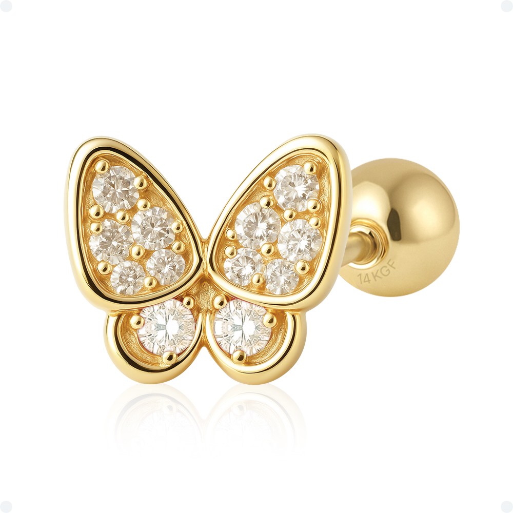 쥬넬 14KGF 촘촘 컬러 큐빅 나비 골드필드 피어싱(3 color) 35,900원