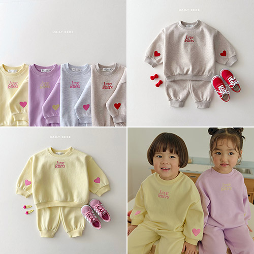 데일리베베 기획) 러브레터 상하세트 유아동상하세트 등원룩 봄아동복 남녀공용 23,300원