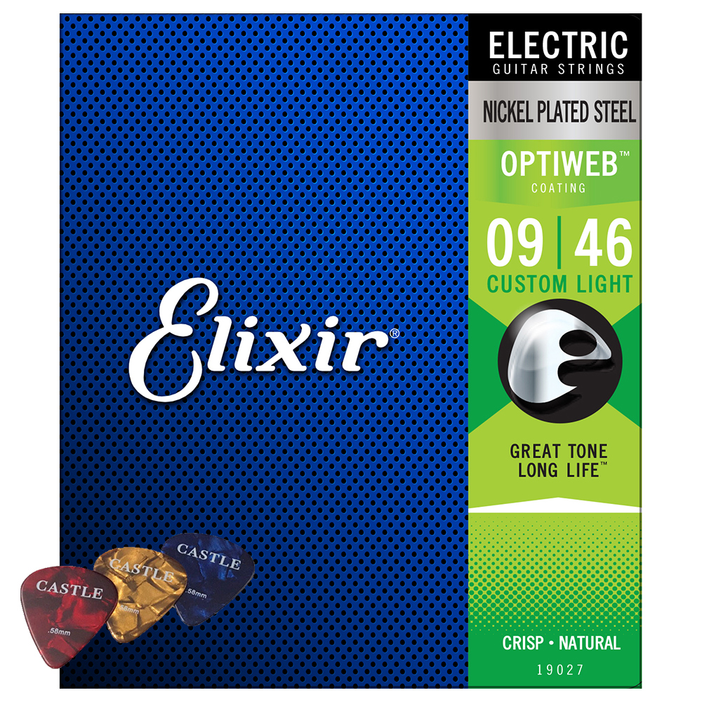엘릭서 옵티웹 니켈 플레이트 0946 커스텀 라이트 일렉 기타줄 + 캐슬 피크 28,500원