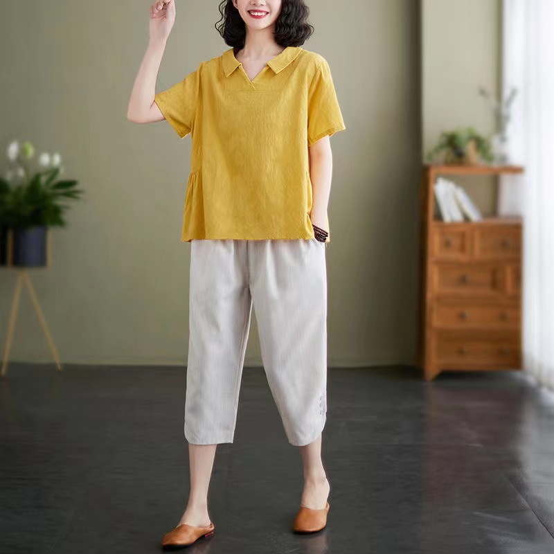 루스리더 여성 여름 반팔 면마 티셔츠 바지 투피스 상하세트 E1024 43,000원