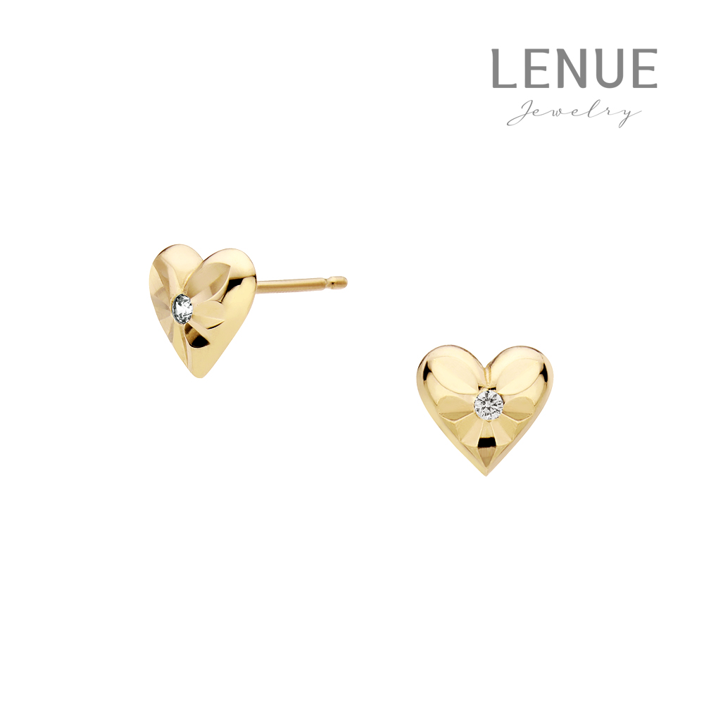 레뉴 엣지 하트 큐빅 데일리 귀걸이 / 14K 골드 라운드 스톤 여자친구 애인 생일 선물 189,000원