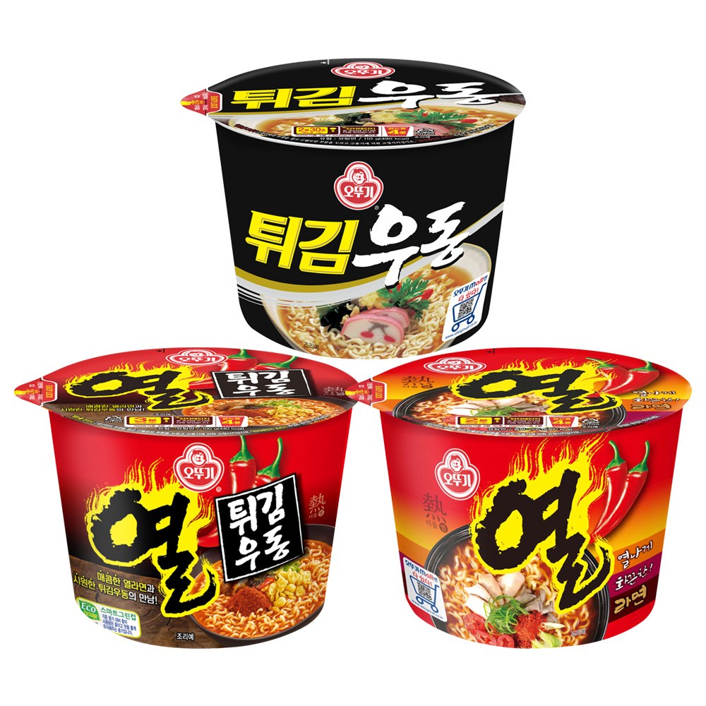 오뚜기 열튀김우동 100g 4개+튀김우동 용기 110g 4개+열라면 용기 105g 4개, 12개 16,900원