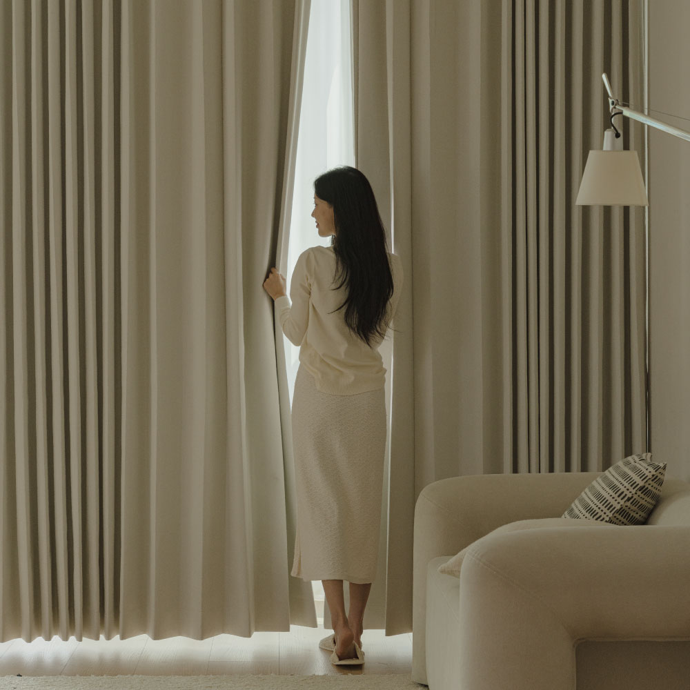 밀리무드 100% 빛차단 깊은잠 방한 방풍 암막커튼 2p + 커튼끈 2p 79,900원