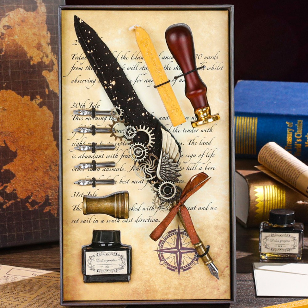 프라홈 빈티지 깃털 기어 캘리그라피 만년필 잉크 세트 16,220원