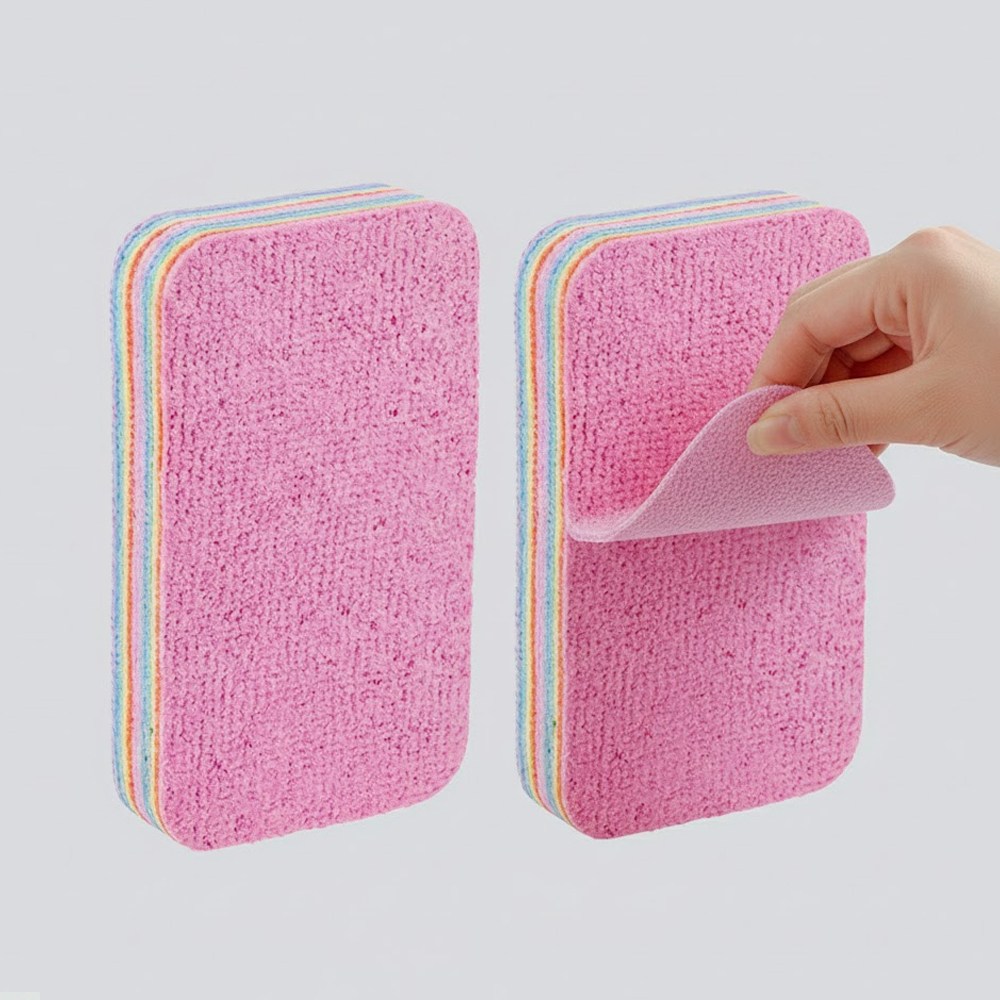 이지유 뜯어쓰는 12겹 수세미 레인보우 블럭 멀티 스펀지 설거지 청소 행주, 1세트, 2개입 6,700원