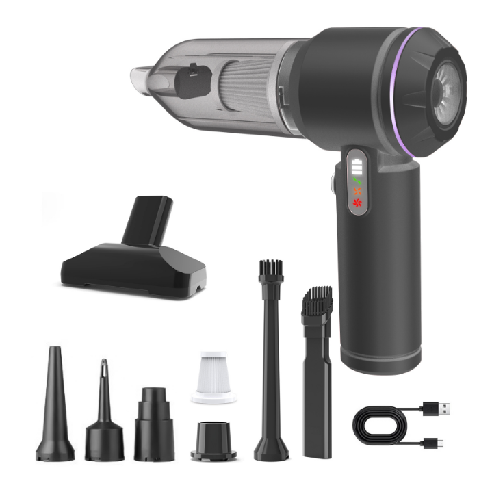 [25년형]Voltmate 휴대용 무선 에어건 청소기 차량 가정 야외 흡취일체형 다기능 청소기 LED 표시 BLDC 브러시리스 18000Pa Type-C 포트 대용량 배터리, 블랙, M6 93,850원