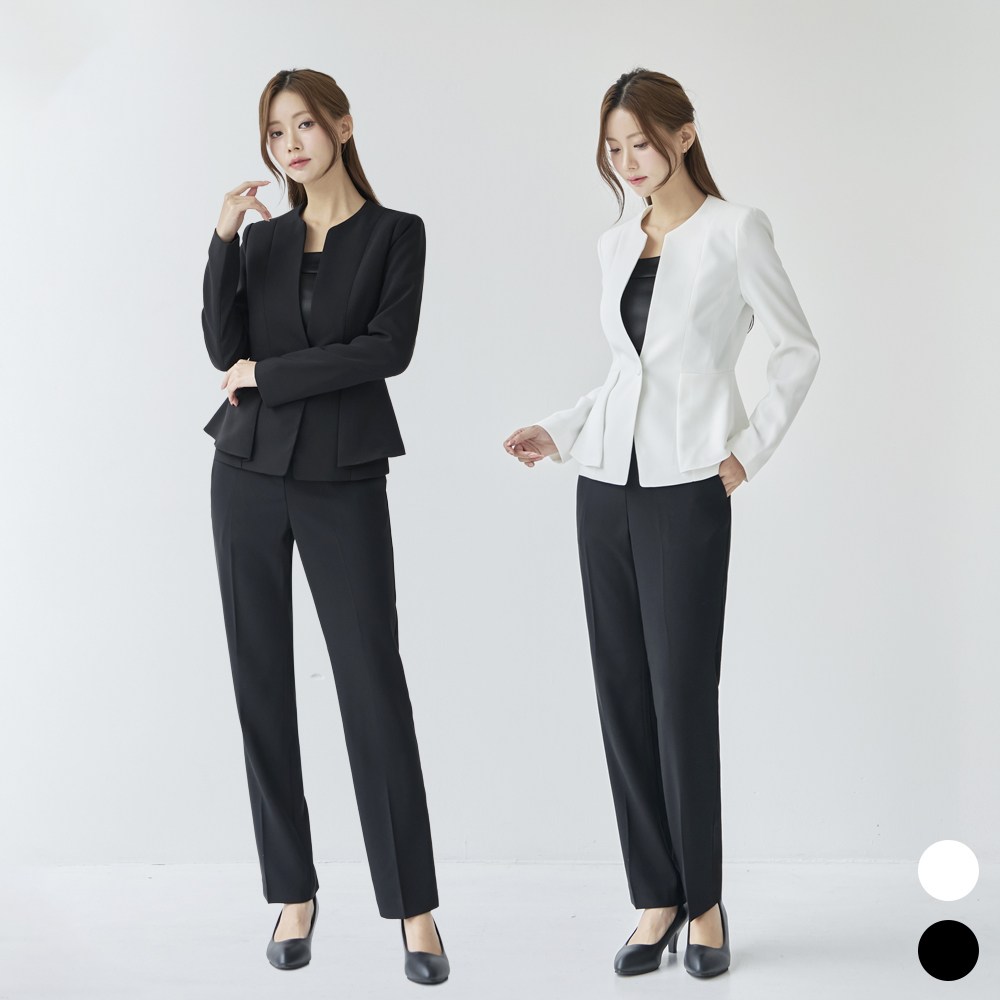 노카라 여자 바지 정장 세트 베이직 무지 일자 플레어 프릴 고급 [Y날개] 135,800원