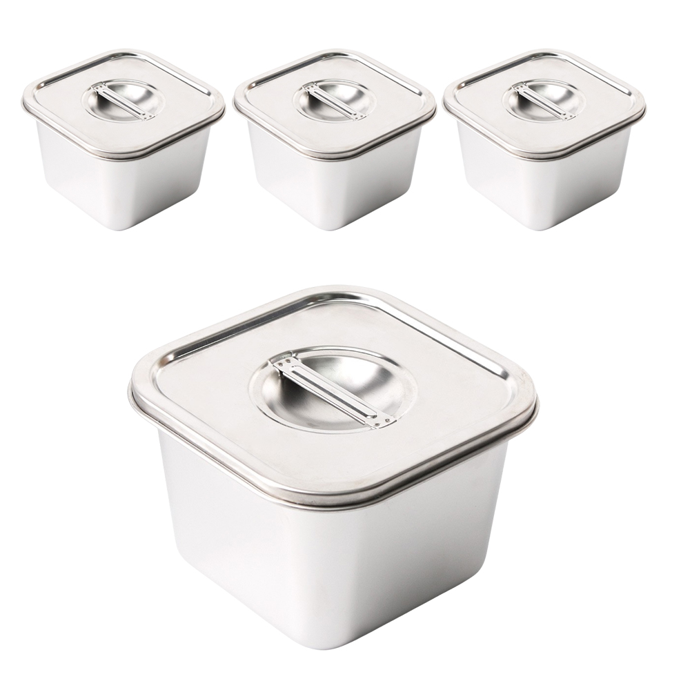 304 사각 스텐 바트 4개입 세트 뚜껑포함 사이즈 선택 카페 식당 냉장고 반찬통 뼈통 12,800원