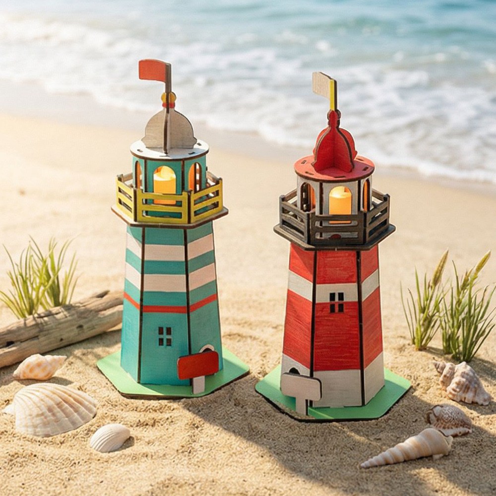 led 등대 무드등 해양문화교육 수업재료 창의교육 독도의날 등대만들기 만들기키트 만들기활동 체험키트 체험활동, 1개, MDF등대만들기(LED초포함) 3,500원