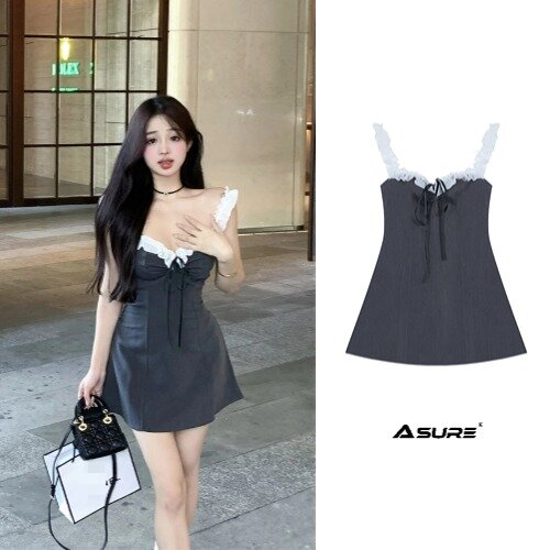 Asure 여자 레이스 나시원피스 데일리 슬림핏 미니원피스 31,900원