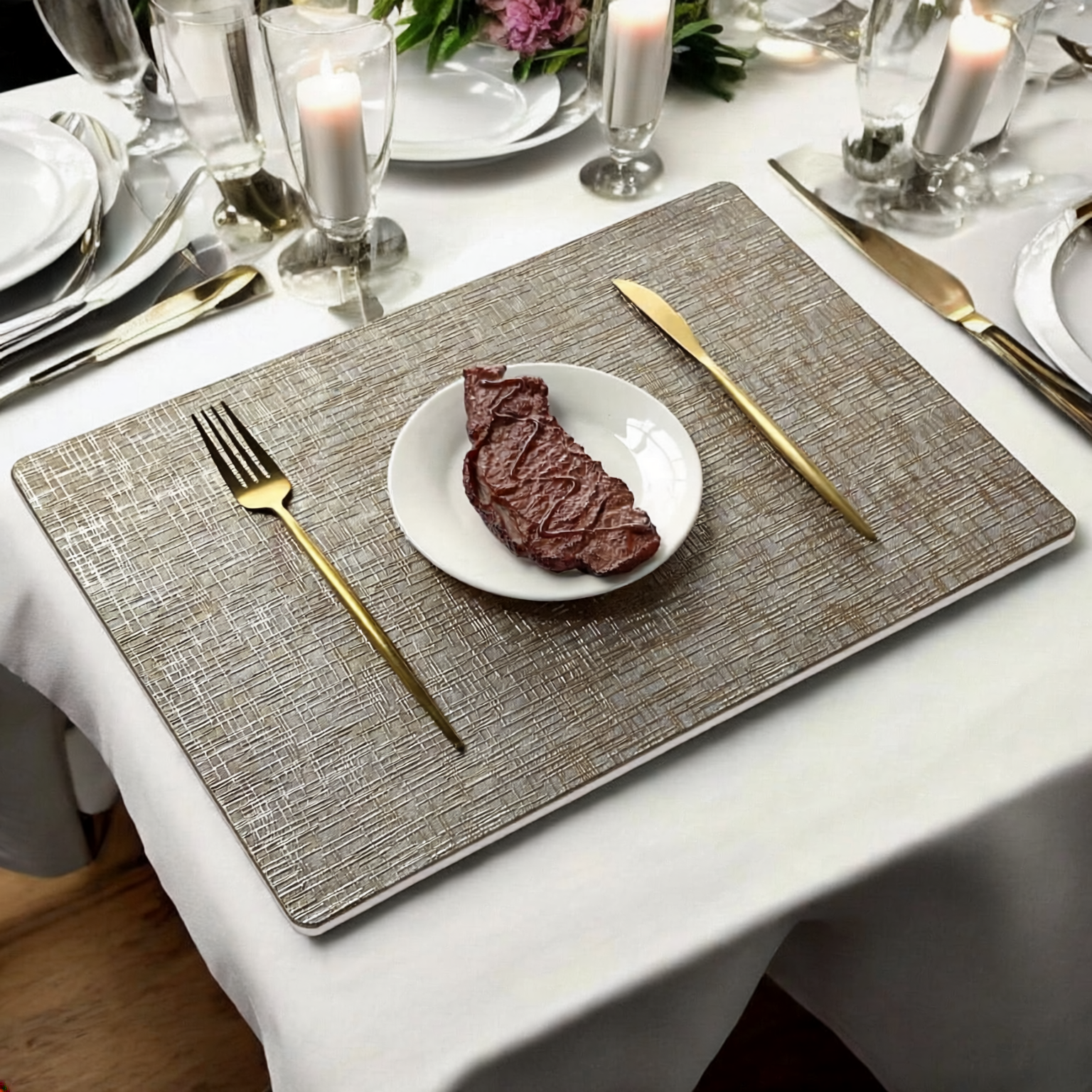 소담루밍 북유럽 비건 가죽 방수 식탁 테이블 매트 고급스러운 식탁매트, 4개, 43 x 30 cm, 브라운, 현재가 24,800원