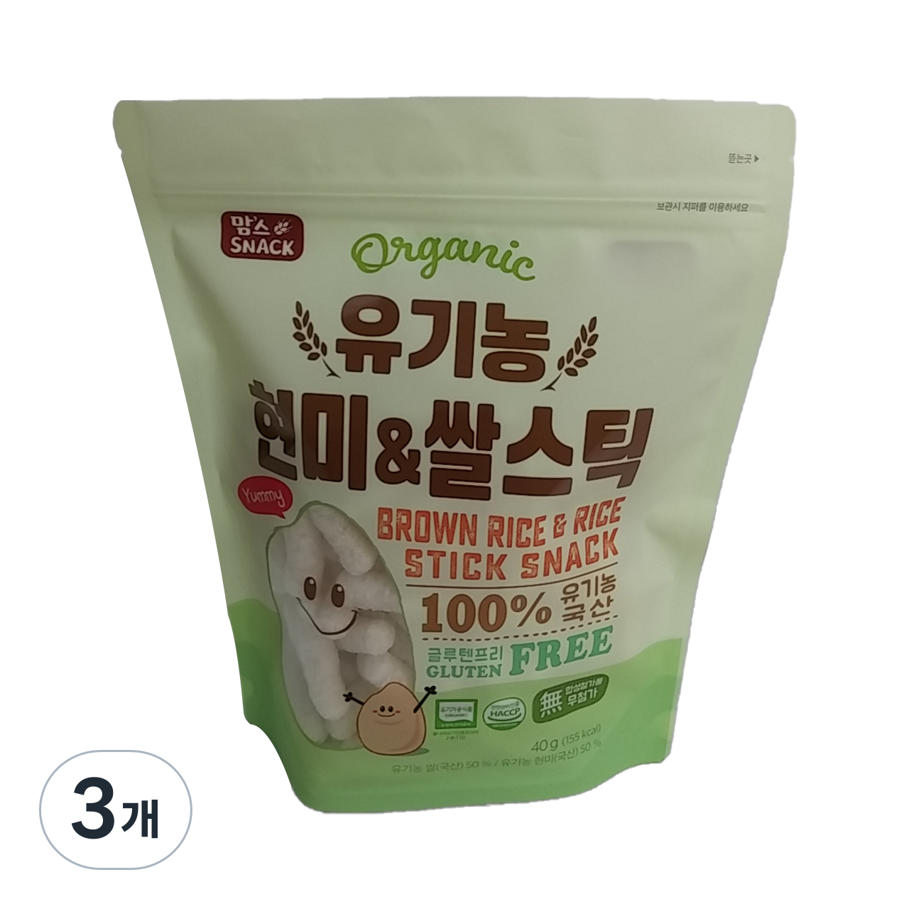맘스스낵 유기농 현미&쌀스틱, 현미맛, 3개, 40g 12,240원