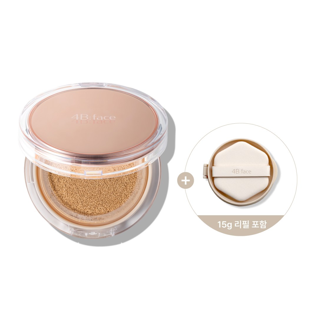 4Bface 포비페이스 이븐 베일 글로우 쿠션 세트 SPF50+, 01 바닐라, 1개 38,000원
