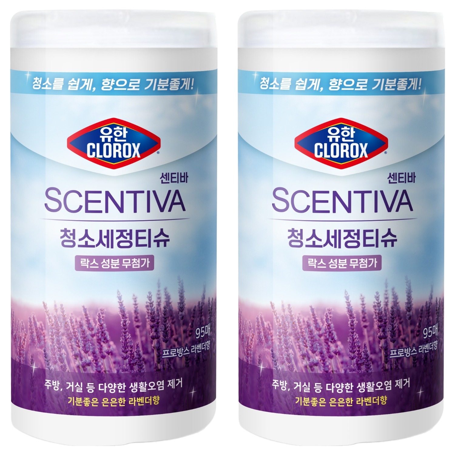 유한클로락스 센티바 청소세정티슈 프로방스라벤더향 95매 15,800원