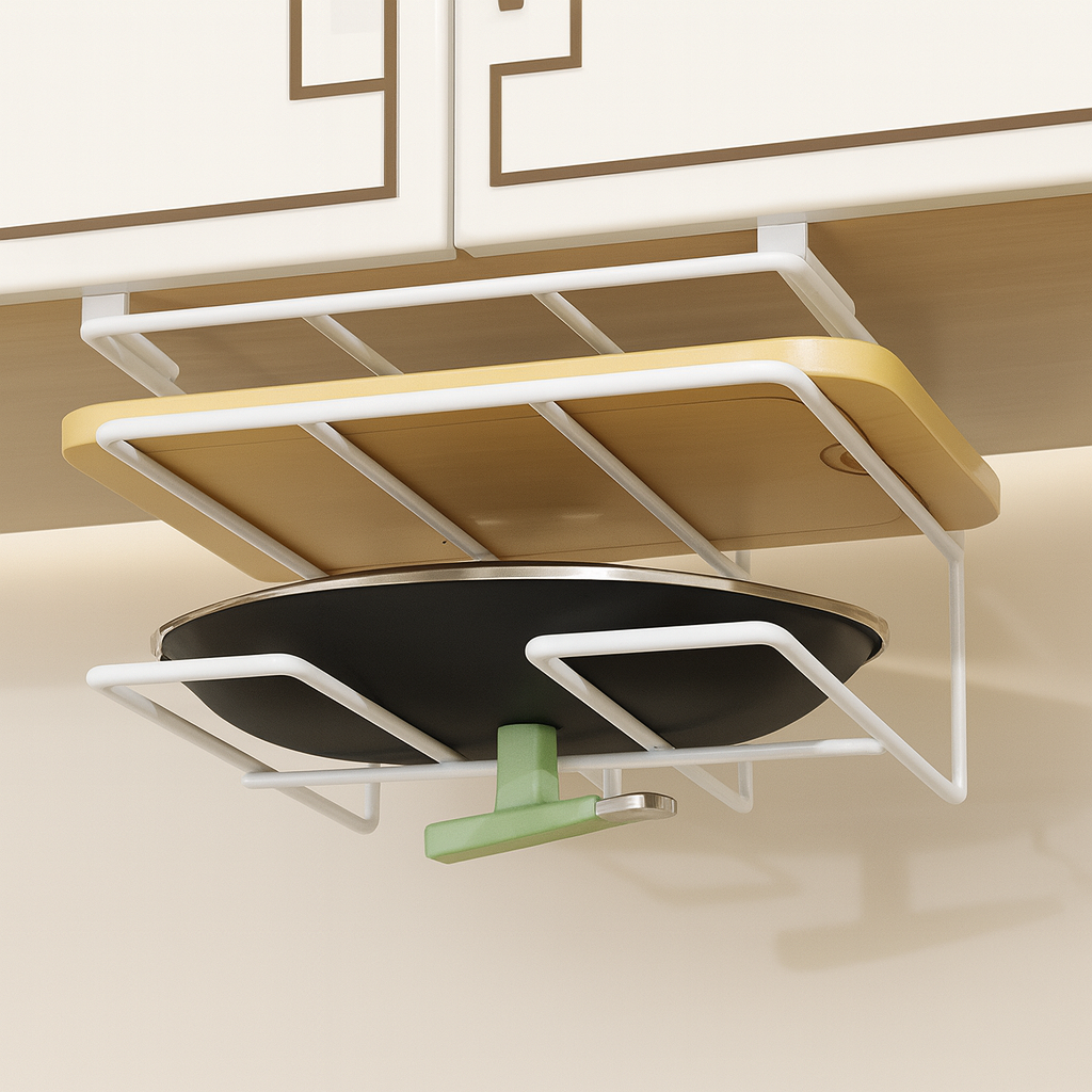 쏨콩 간편하게 걸어쓰는 무타공 도마거치대 2단, 1박스, 화이트 20,000원