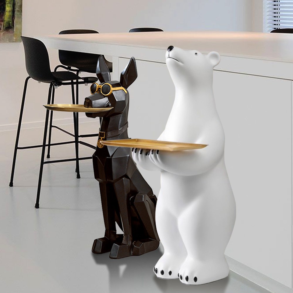 초대형 도베르만북극곰 사이드 테이블 트레이 협탁 현관 거실 소품 인테리어 장식 145,920원