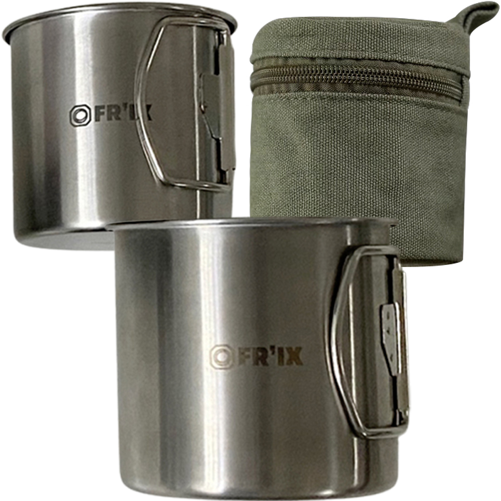 프릭스캠핑 스테인레스 머그 350ml + 260ml 세트 + 파우치, 올리브 그린(파우치), 1개, 현재가 15,250원