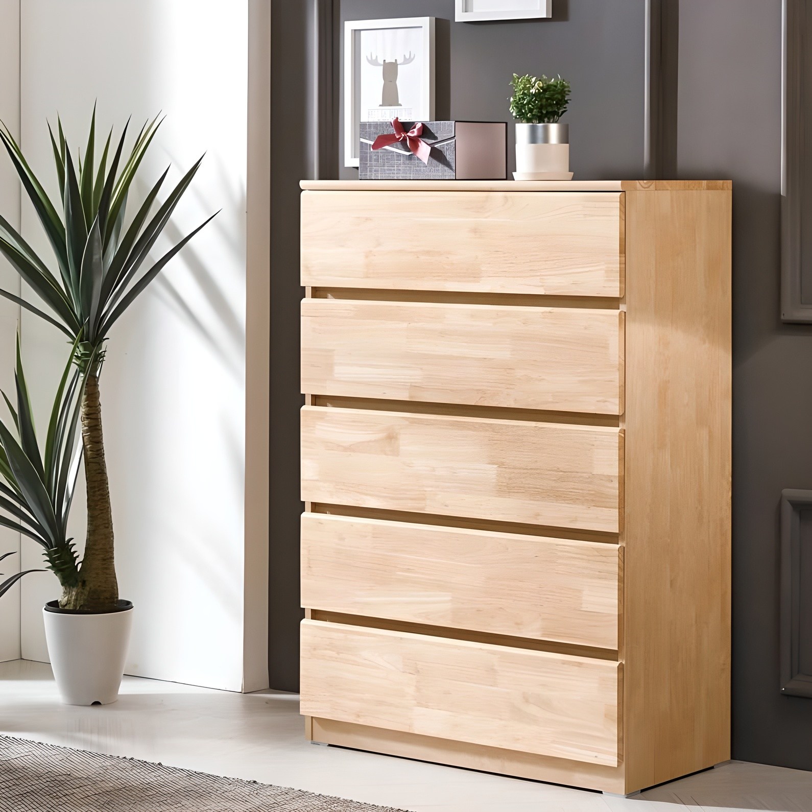 고무나무 원목 800 5단 깊은 서랍장 (원색), 원색 209,900원