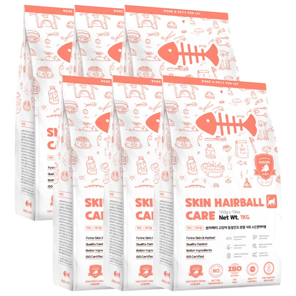 본아페티 유럽산 키블 고양이 사료 헤어볼 피부 모질 기능성 동결건조 분말 건식 사료, 헤어볼, 1kg, 6개 99,000원