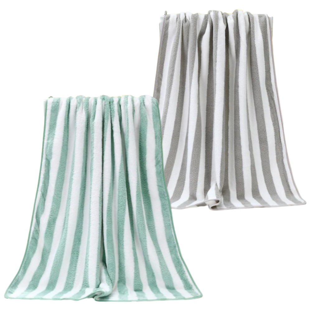 위시비아 스트라이프 대형 비치타올 2개 1세트, 라이트그린+그레이, 1개 9,900원