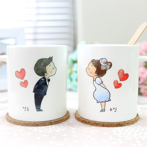 핸드팩토리 [주문제작] 커플츄츄 웨딩커플 머그컵 (2개 1세트), 화이트, 1세트 18,800원