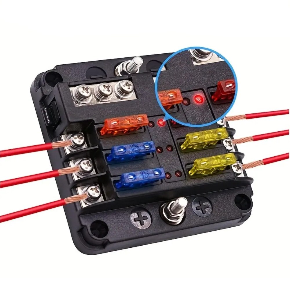 락모터스 자동차 퓨즈박스 접지형 6구 홀더 소켓 DIY 홀더 고용량 차량용 휴즈박스 퓨즈홀더 12,500원