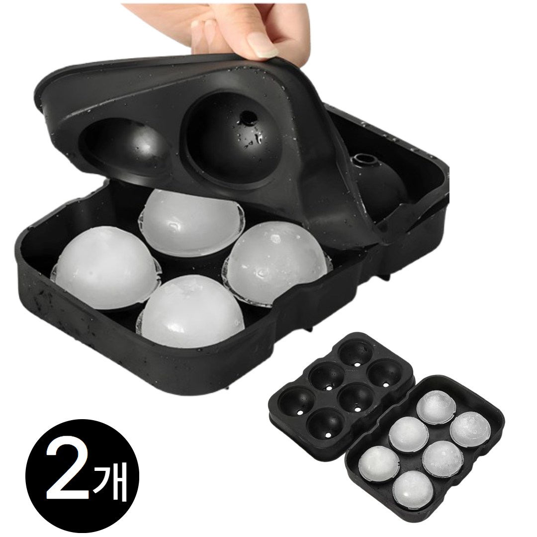 크레나 대형 실리콘 아이스 트레이 홈카페 얼음틀, 매트블랙 6구, 1세트 17,900원