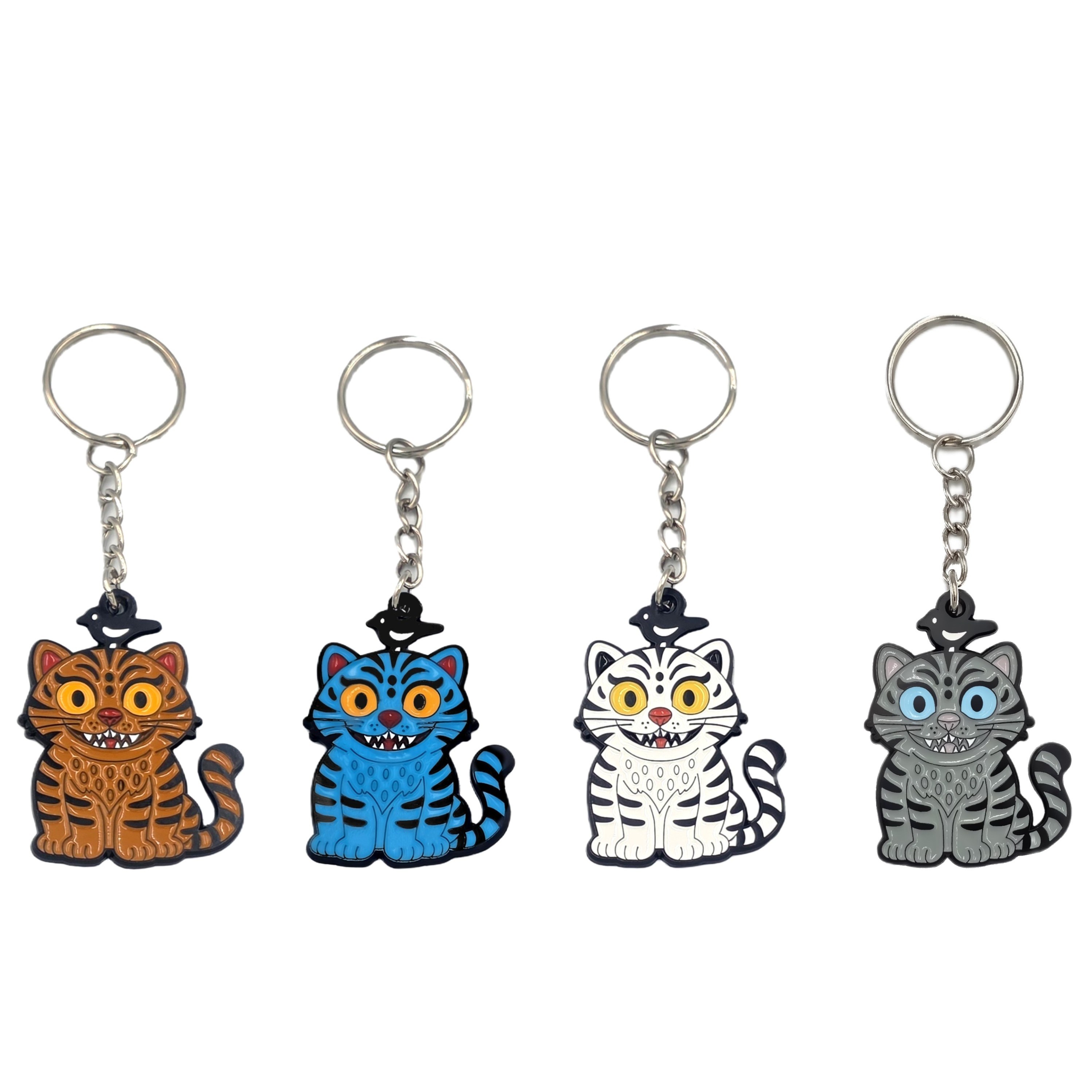 까치호랑이 키체인 호작도 키링 캐릭터 호랑이 열쇠고리 (4색 세트-주황색,파란색,흰색,회색) 44,000원