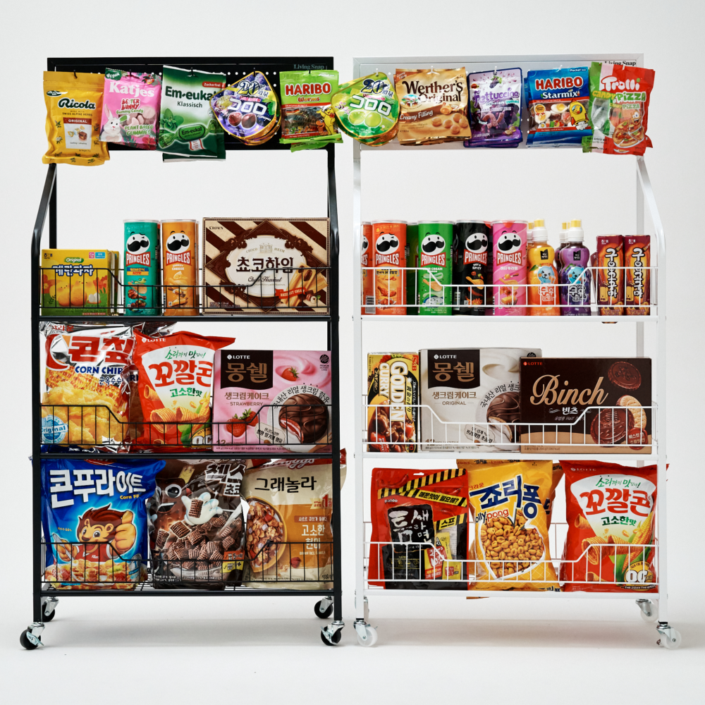 리빙스냅 이동식 철제 간식 매대 펜트리 선반 3단, 1개, 블랙 50,820원